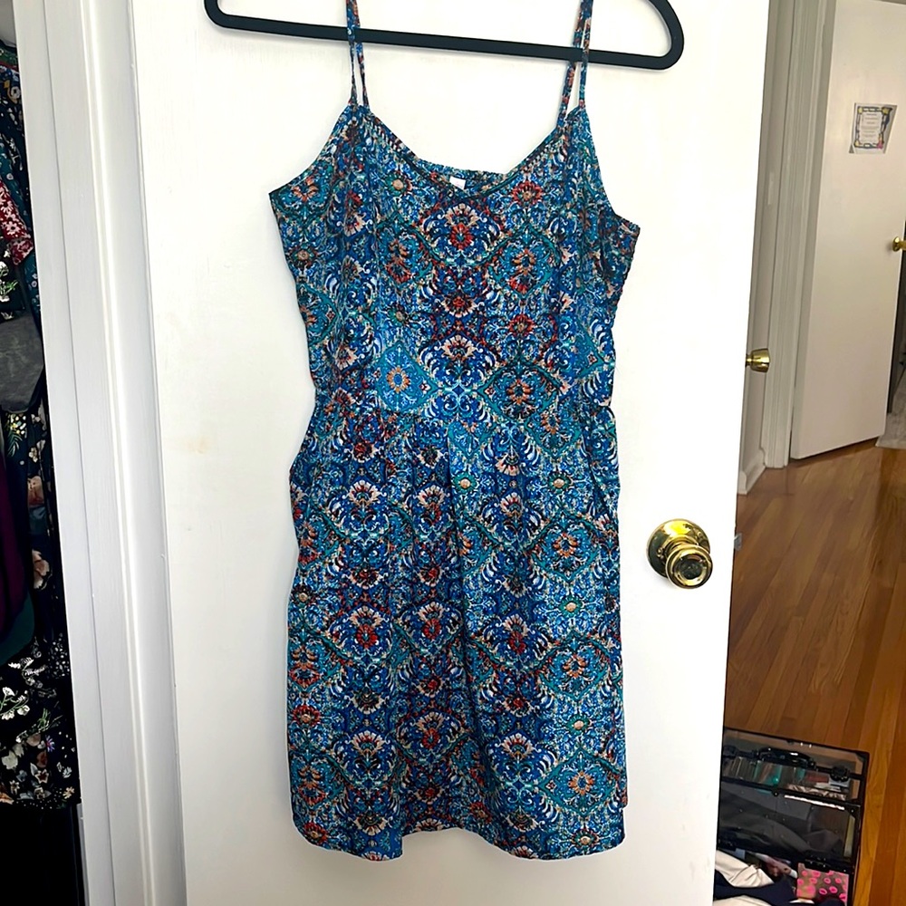 Tribal print mini short sundress with pockets